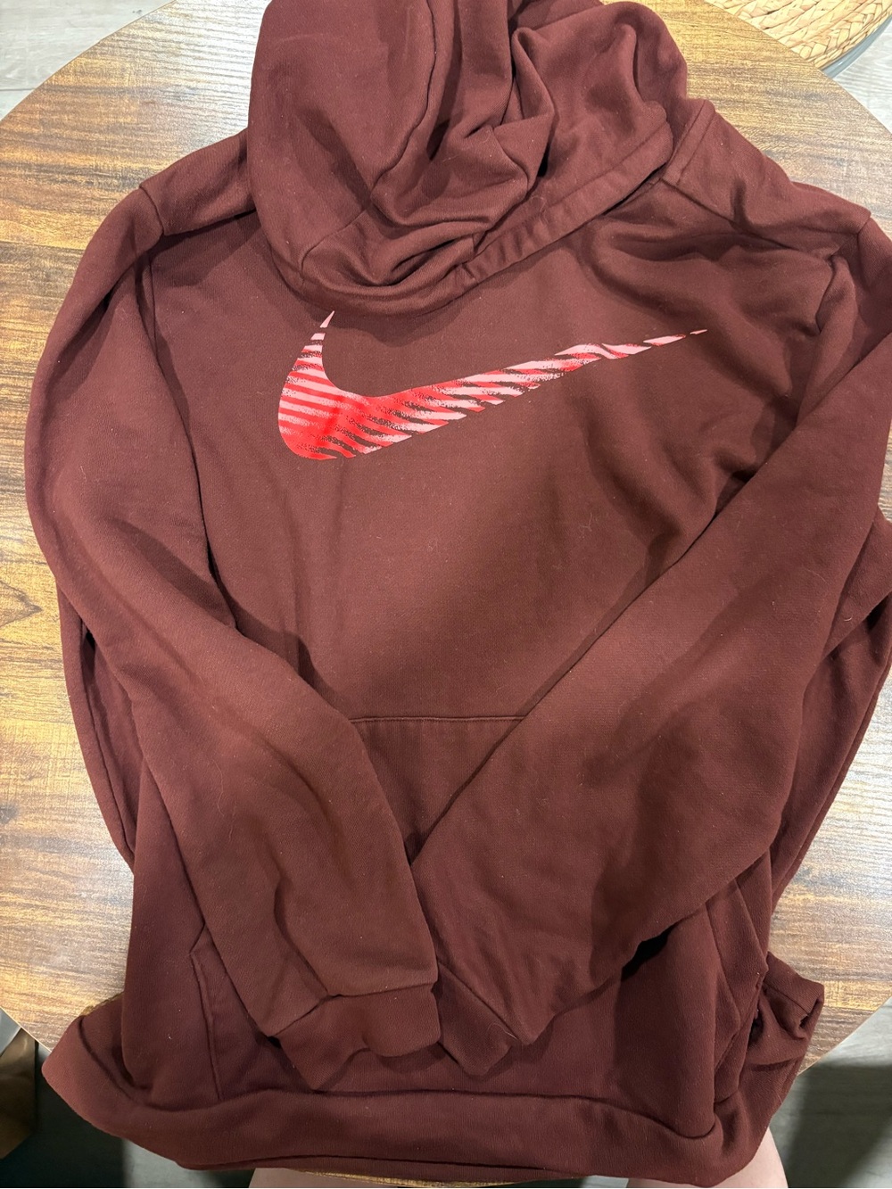 Nike Maroon Hoodie with Red Swoosh